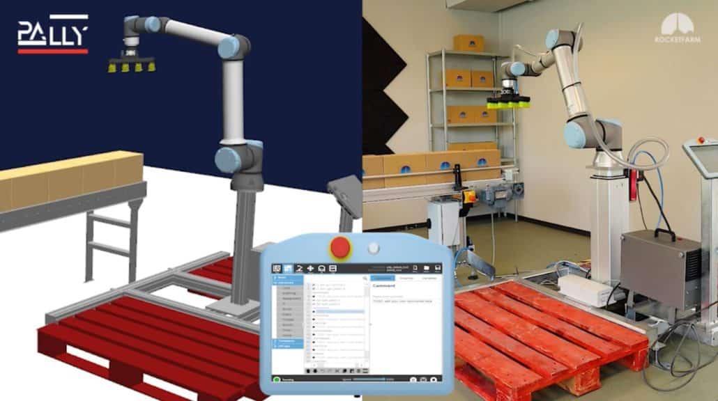 Palletizing with Universal Robot and the PALLY software simulation comparison